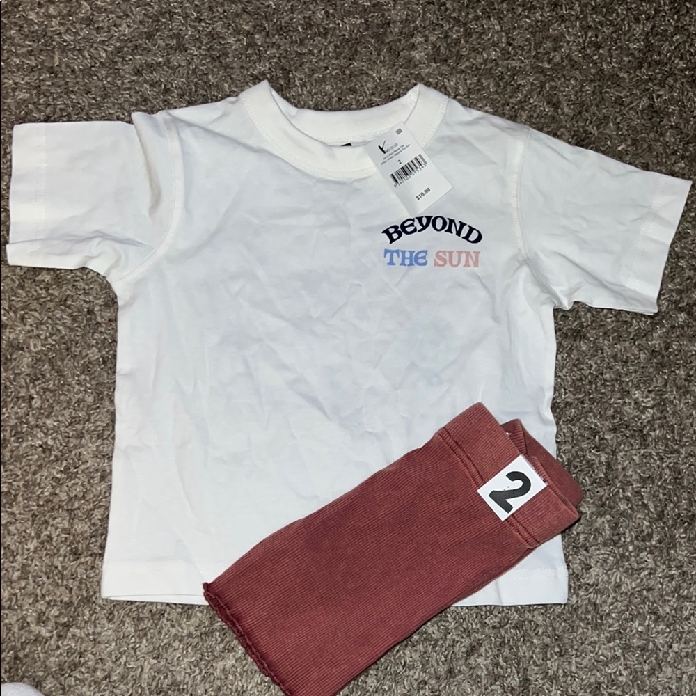 White 'Beyond the Sun' T-Shirt with Red Pants